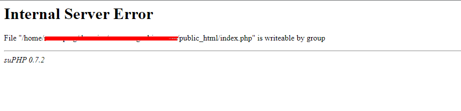 Fix: 500 Error: File “.. /public_html/index.php” is writeable by group.