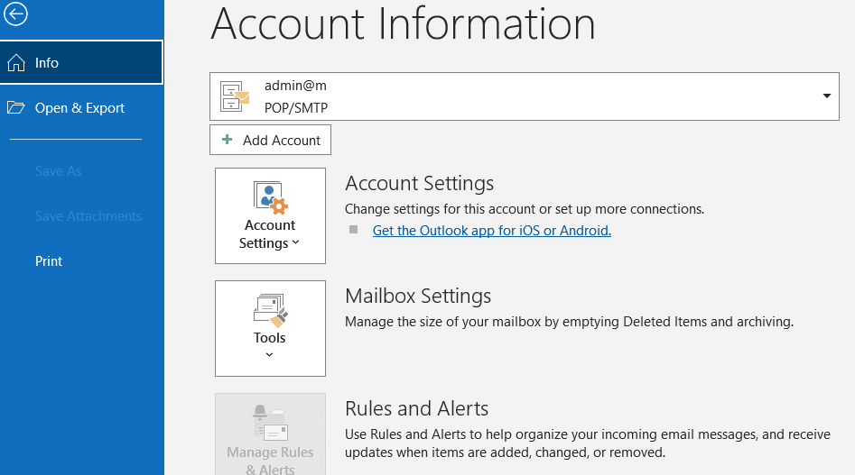 Hướng dẫn cấu hình Outlook cho Mail Server